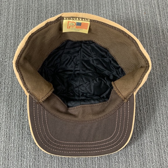 Vintage P Fitted Cap Men's Size L Tan Soft Felt 6 Panel High Profile Lined - Picture 14 of 17